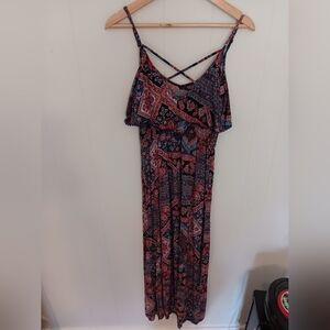 AE Bohemian Maxi Dress with Front Slits And Strappy Back